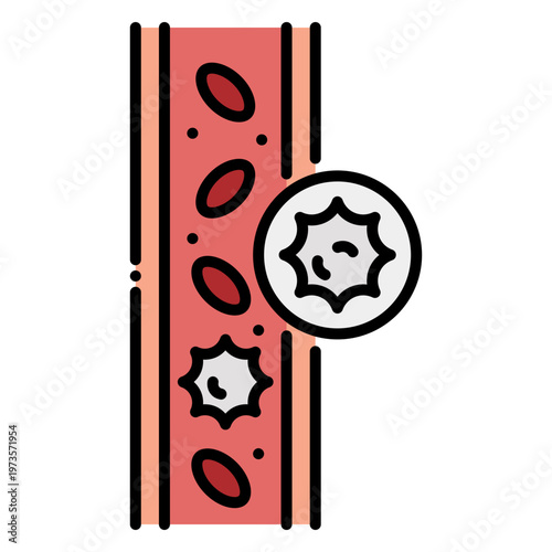 Blood Vessel with Immune Cells Fighting Infection Illustration