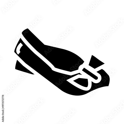 black flat shoes glyph solid style, vector icon set fashion and lifestyle for woman.