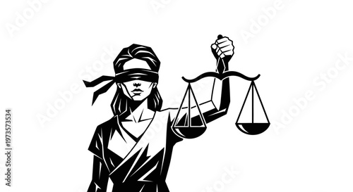 Lady Justice Blindfolded with Scales and Sword, Legal Symbol on Isolated White Background