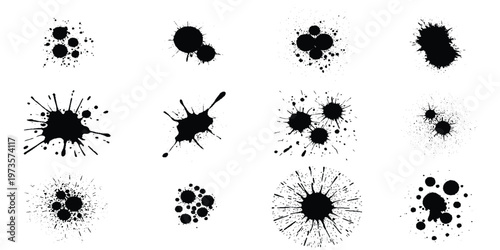 Set of grunge textures old set of grunge texture black paint blots on transparent background. Vector grunge brush stroke textures.