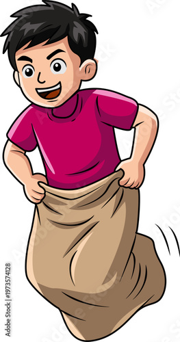 Balap Karung, Racing, sacks, boys and girls running happily