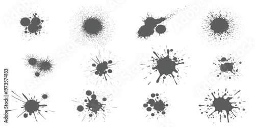 Set of ink splashes black paint blots on transparent background. Vector grunge brush stroke textures. brush splashes and bundle texture design