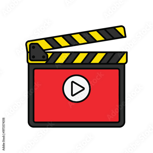 A movie clapper board is open on a film set indoors.