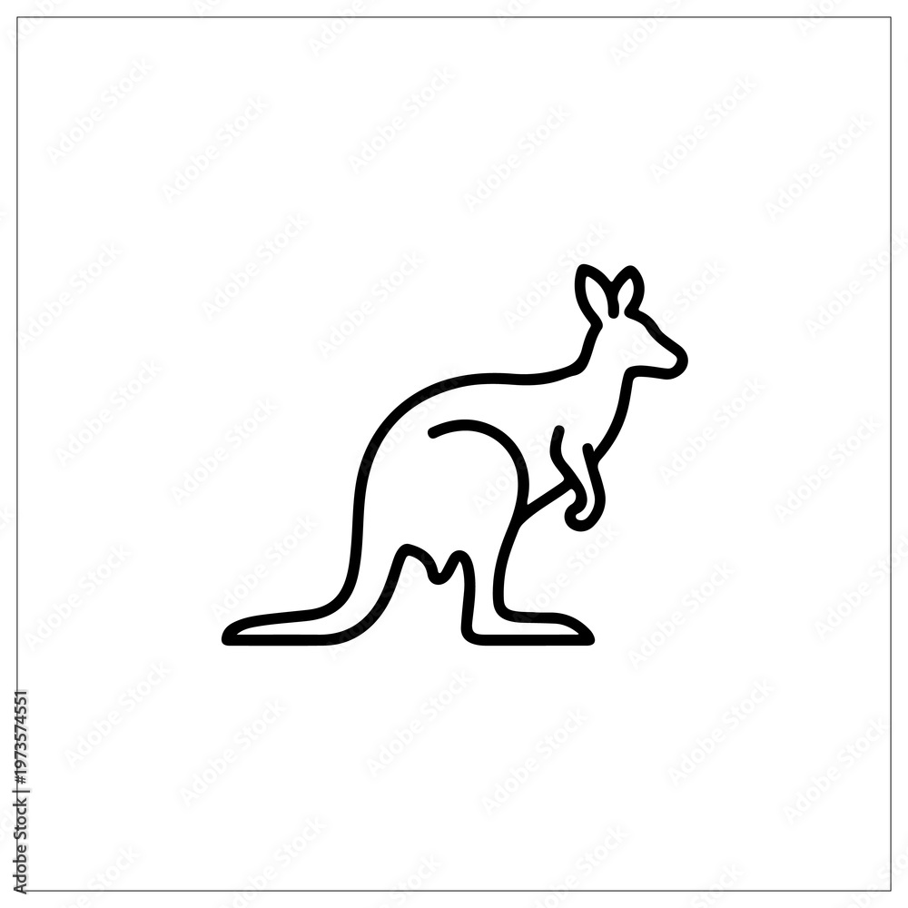 Fototapeta premium Kangaroo Line Art: A clean and minimalist line art illustration of a kangaroo in a dynamic pose, capturing its iconic silhouette