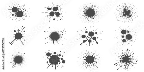 Set of grunge textures old set of grunge texture  black paint blots on transparent background. Vector grunge brush stroke textures. 