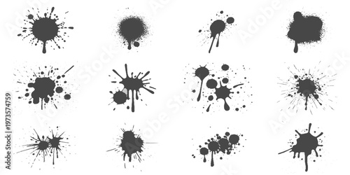 Set of grunge textures old set of grunge texture  black paint blots on transparent background. Vector grunge brush stroke textures. 