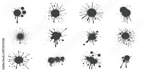 Set of grunge textures old set of grunge texture  black paint blots on transparent background. Vector grunge brush stroke textures. 