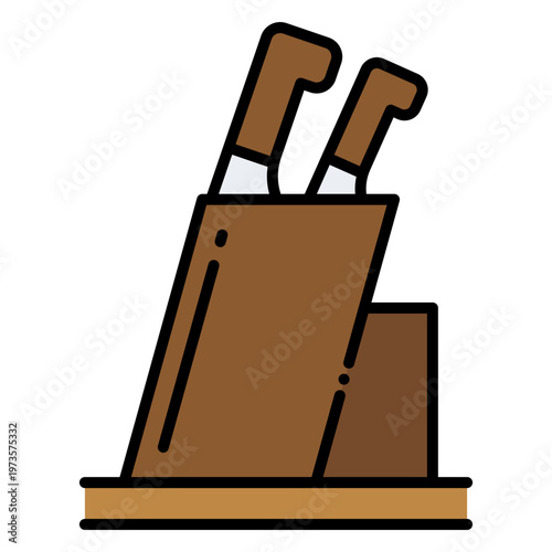Knife Block with Knives Illustration for Kitchenware