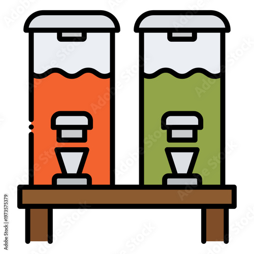 Drink Dispensers with Orange and Green Juice