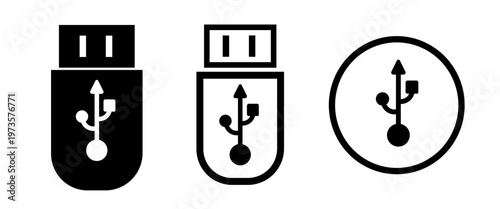 Set of USB vector icons. Flash disk signs and symbols on a white background.