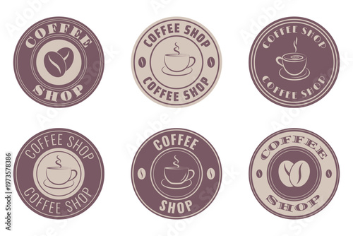 coffee shop labels set