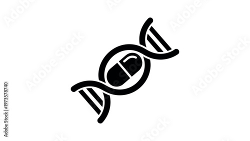 Dna helix strand with medical pill genetics