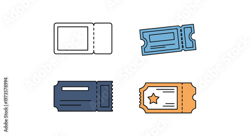 ticket Line art vector set clean abstract decorative