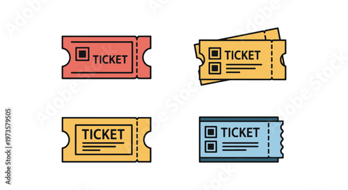 ticket Line art vector set minimal creative abstract