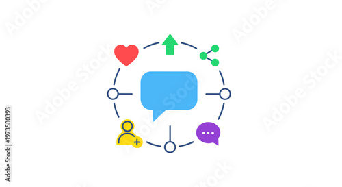 Colorful communication and social media icons.