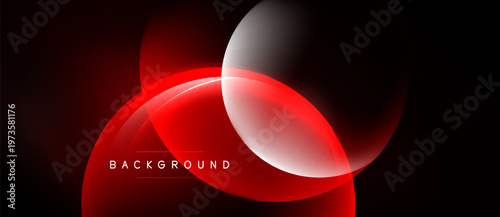 Abstract red design. Overlapping circles create glowing effect. Dark background enhances vibrant colors, modern aesthetic.