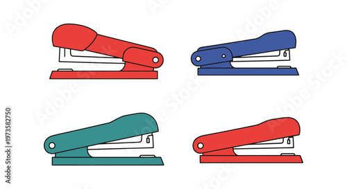 Stapler Line art vector set simple abstract colorful pattern