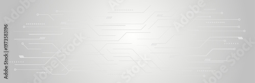 Abstract technology background with grey circuit board lines and digital connections