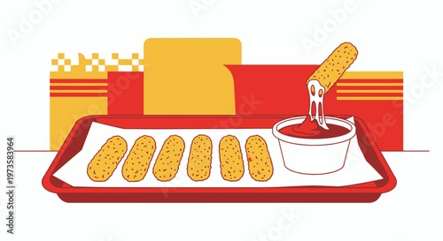 Delicious Cheese Sticks Dipped in Marinara Sauce, Appetizer Food Photography