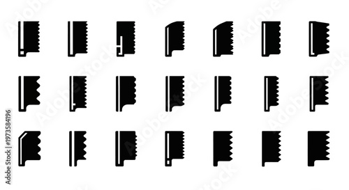 20 Black Hair Clipper Icons, Barber Shop Symbols, Haircut Signs, Vector Graphics