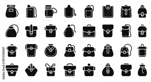 40 Black Handbag Icons, Vector Handbag Silhouettes, Fashion Bag Illustrations, Black and White Accessories