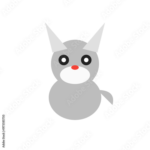 A cute cartoon cat face with large eyes and pointy ears