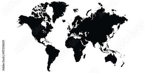 black and white map of the world