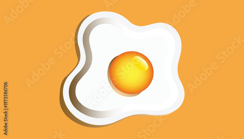 Fried Egg 3D Style Breakfast Food Illustration