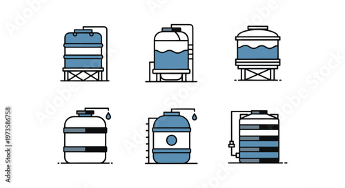 Water Tank Line art vector modern abstract colorful shapes