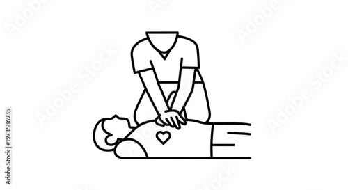 Cardiopulmonary Resuscitation (CPR) Icon: Person Performing Chest Compressions on Another Person