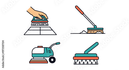 Tile Scrubber Line art vector creative clean shapes illustration
