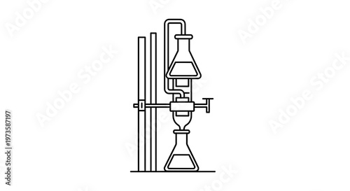 Distillation apparatus in a chemistry lab, scientific experiment, chemical engineering, laboratory equipment