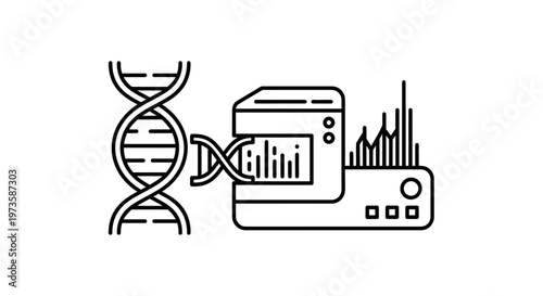 DNA sequencing machine analyzing genetic code, scientific research concept