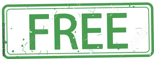 Green FREE stamp label vector graphic with distressed texture for freebie offers and promotions
