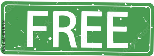 Green vector stamp with the word FREE on a plain background for indicating no cost or complimentary services