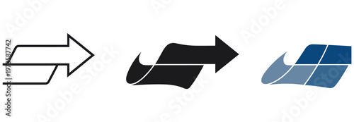 Vector illustration of a curved arrow indicating forward movement, progress, and dynamic change.