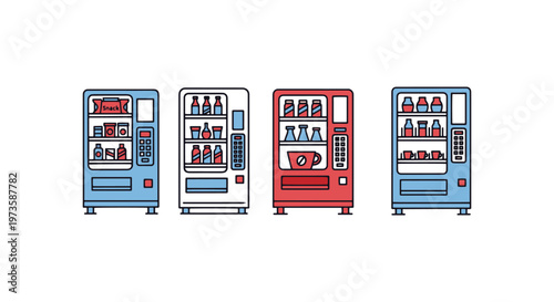 Vending Machine Line art clean abstract colorful vector