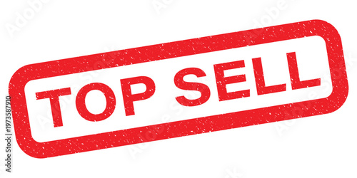 Red top sell rubber stamp seal with grunge texture on white background
