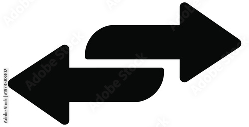 Black arrows pointing in opposite directions, symbolizing exchange, communication, and contrast.