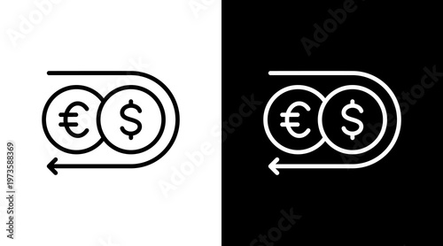 Currency Exchange White Icon Set Design