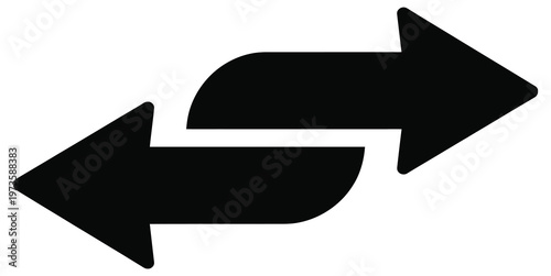Two black arrows pointing in opposite directions, left and right, isolated on white background