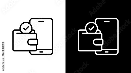 Digital Wallet White Icon Set Design