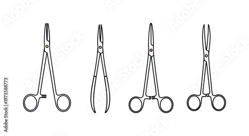 Tissue Forceps Line art vector simple abstract minimal illustration