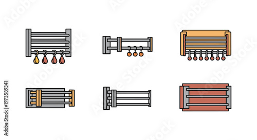 Wall Drying Rack Line art creative color shapes illustration