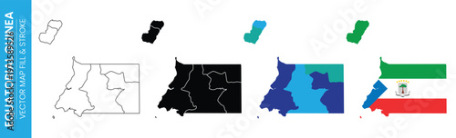 Equatorial Guinea map outline various representations with flag