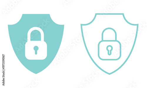 Shield security icons . Collection of shield icons f and data safety in minimalist  style.