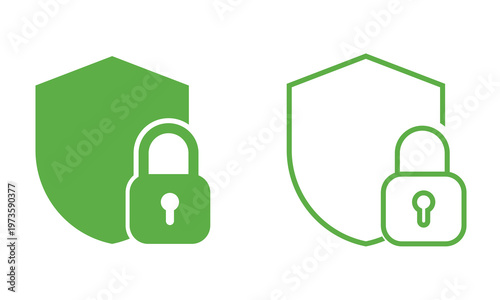 Shield security icons . Collection of shield icons f and data safety in minimalist  style.
