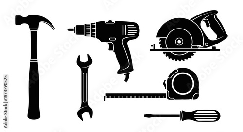 a comprehensive set of hand and power tools for construction diy projects and home improvement tasks.