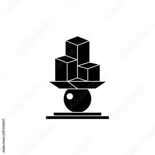 a cuboid balancing act demonstrating stability and equilibrium representing risk management and problem solving on a precarious sphere