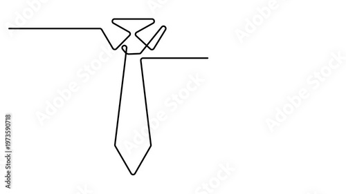 Animated self drawing of continuous one line draw Tie, happy father's day concept, full length single line 4k animation video